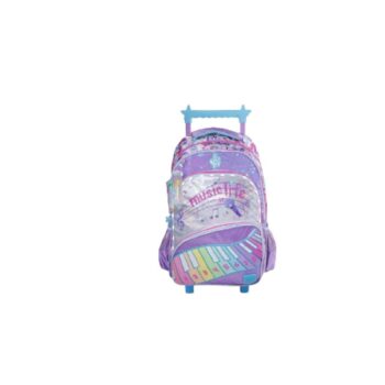 FOOTY MOCHILA CON CARRO 18P MUSIC LIFE VIOLETA CON LUZ LED Y NOTAS MUSICALES